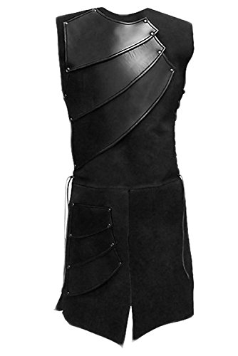 Pexlaxy Men's Medieval Sleeveless Waistcoats Costume Renaissance Victorian Waistcoats Vests, Black, Medium