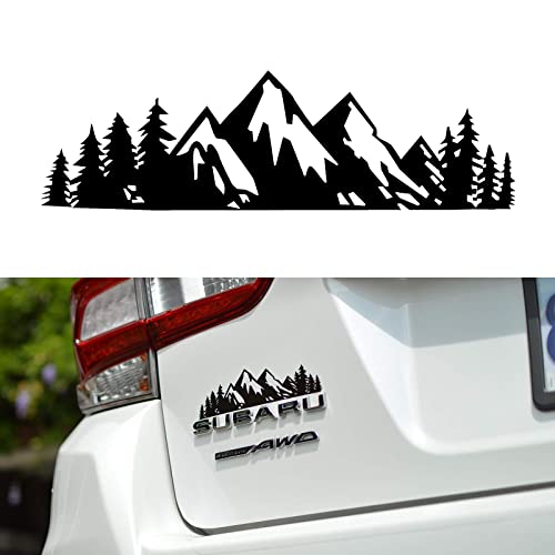 QODOLSI 1 PC Vinyl Snow Mountain Tree Decal Sticker, 7 inch Trunk Logo Decal Sticker, Premium Badge Decals for Car Trunk Tailgate Emblem, Auto Decoration Accessories Fit for Most Cars (Black)
