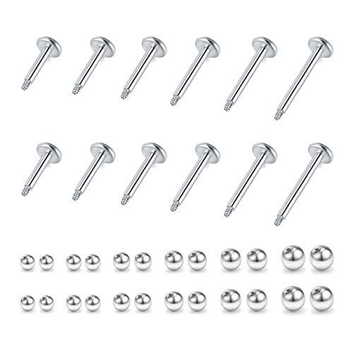 Briana Williams 16G Surgical Steel Tragus Cartilage Helix Earrings Studs Replacement Balls Short Lip Rings 4-12mm Conch Piercing Jewelry