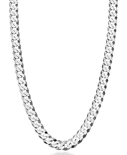 Miabella Solid 925 Sterling Silver Italian 7mm Diamond Cut Cuban Link Curb Chain Necklace for Men Women (Length 26 Inches)