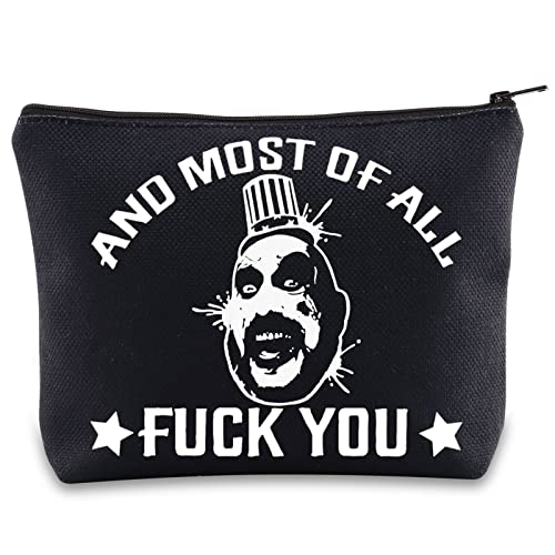 BWWKTOP Captain Spaulding Cosmetic Makeup Bag Horror Movie Inspired Gifts And Most Of All Fu*k You Zipper Pouch Bag For Movie Fans(And Most Of)