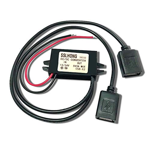 SSLHONG Waterproof DC Converter 12V 24V to 5V 3A/15W Dual USB Power Adapter 12V to 5V Step Down Voltage Regulator Charge for Samsung Galaxy, iPad iPhone 6S 7 7S/8 Plus etc