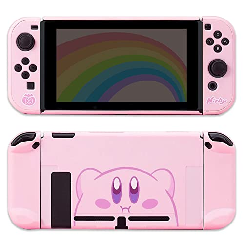 BelugaDesign Kirby Case | Cute Kawaii Anime Pink Pastel Cover for Girls | Dockable Star Allies Forgotten Land Smash Bros | Compatible with regular Nintendo Switch Standard