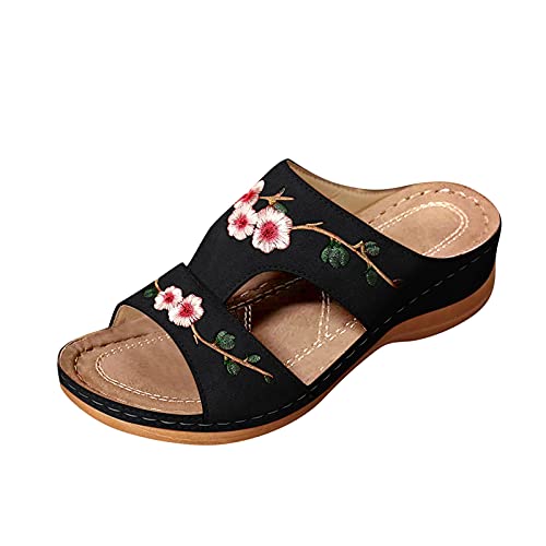 Lightweight Flatform Sandals for Women Tie Lace Up Cute Ankle Strap Platform Sandals Comfy Walking Casual Slip on Summer Shoes 02_Black, 9