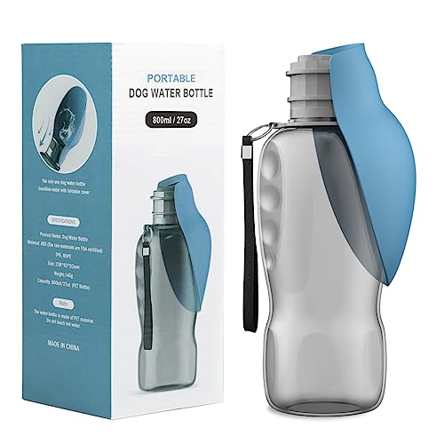 Yicostar Dog Water Bottle, 27OZ Portable Pet Water Bottle for Walking Leak Proof Foldable Puppy Dog Water Dispenser for Outdoor, Travel, Hiking
