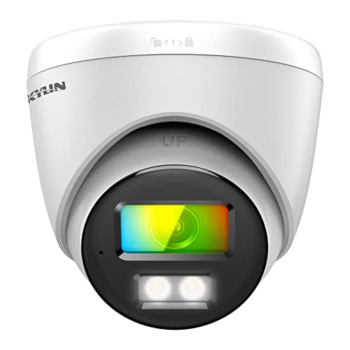 VIKYLIN 5MP Full Color PoE IP Camera with Audio/Mic, Outdoor Color Night Vision Security Turret Camera with SD Card Slot (256GB),2.8mm Lens Wide Angle, IP67 Waterproof, Motion Detection