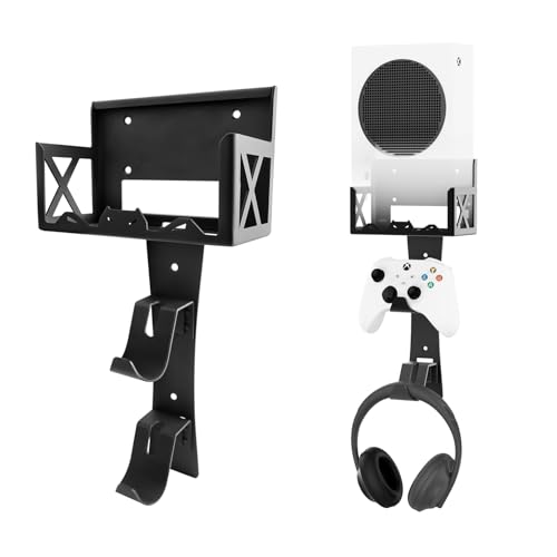 BracNova Wall Mount Kit for Xbox Series S,Steel Mount includes Detachable Controller Holder and Headphone Stand （NOT for XBOX ONE S）