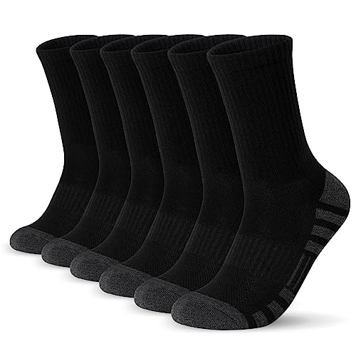 Airacker Athletic Socks Sport Running Calf Socks Performance Cushioned Breathable Crew Socks for Men Women(6 Pairs)