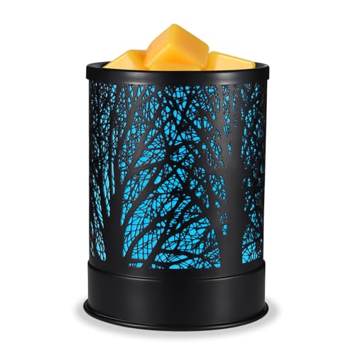 nawaza Metal Wax Melts Warmer with 7 Colors LED Light, Electric Scented Wax Fragrance Candle Oil Burne for Home Office Room Bedroom and Home Décor（Black Tree）