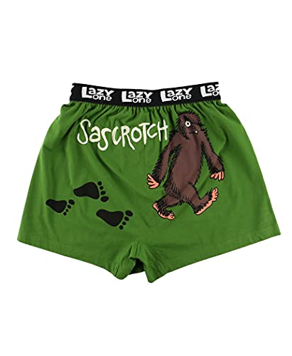 Lazy One Funny Animal Boxers, Novelty Boxer Shorts, Humorous Underwear, Gag Gifts for Men, Sasquatch (I Believe Bigfoot, X-Large)