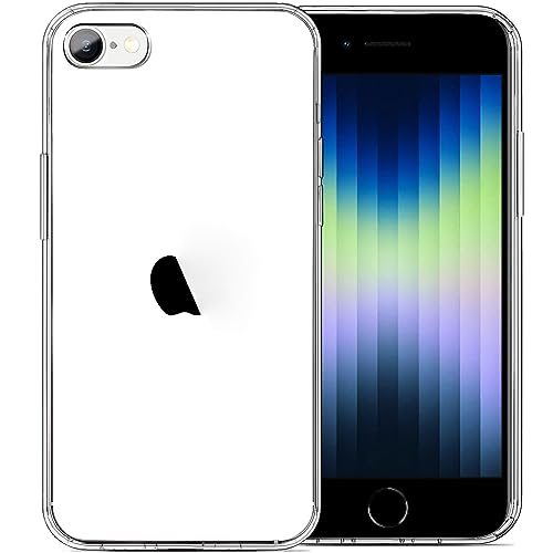 JJGoo Compatible with iPhone SE Case 2022/2020, Compatible with iPhone 7 8 Case Clear Soft Transparent Shockproof Protective Slim Thin Bumper Phone Cover