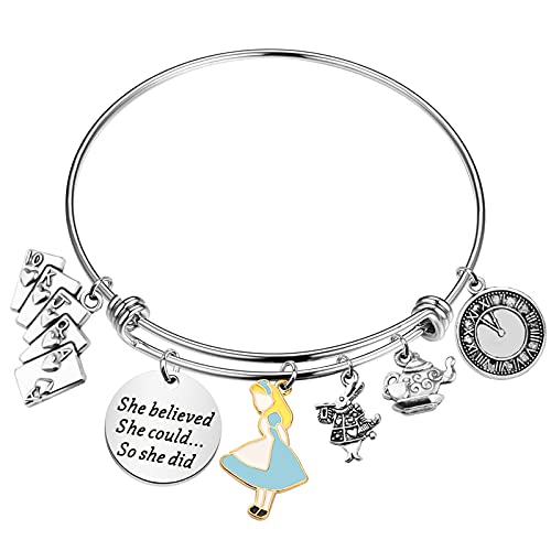 FOTAP Alice Bracelet She Believed She Could So She Did Inspirational Encouragement Bracelet Alice Fans Gifts Alice Gift (Alice SB)
