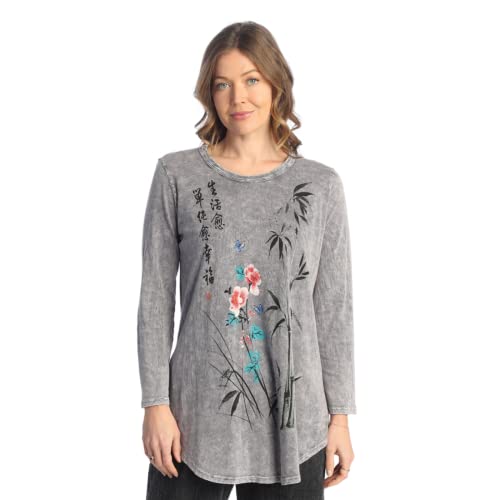 Jess & Jane Women's Mineral Washed Cotton 3/4 Sleeve Tunic Top