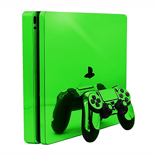 Lime Chrome Mirror - Vinyl Decal Mod Skin Kit by System Skins - Compatible with Playstation 4 Slim Console (PS4S)