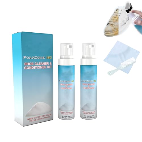 ETUIH Shoe cleaner foam，fz150 shoe cleaner，Sneaker Shoe Clean Foam Cream Bubble，Shoe Cleaner & Conditioner Kit (2P)