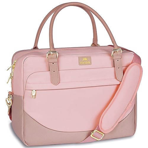 MATEIN Laptop Bag for Women, 15.6 inch Computer Briefcase Sleeve Case, Large Water Resistant Cute Messenger Work Tote Bible Temple Bag Crossbody for Teen Girls School College Office Travel Gifts, Pink