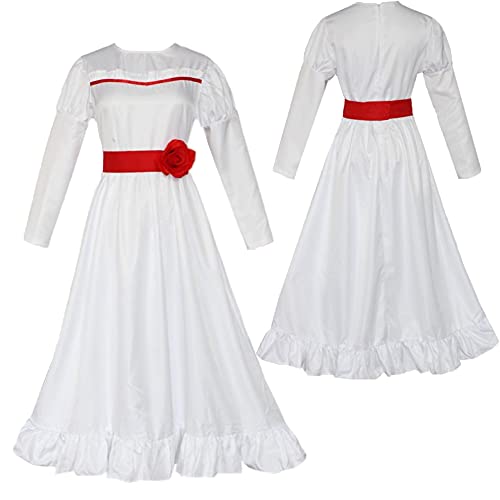 Kvikci Halloween Costume Cosplay Scary White Dress Women girl Horror Party Long Dress (Women-white, M), Medium