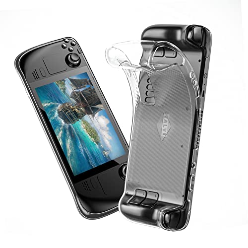 OwlTree Upgraded Clear Protective Case for Steam Deck OLED, Soft TPU Cover Protector Case with Full Protection, Shock-Absorption, Anti-Slip & Scratch Design, Accessories for Steam Deck