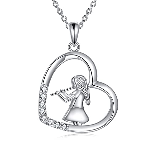 925 Sterling Silver Flute Pendant Necklace Music Students Graduation Gift Jewelry for Girls