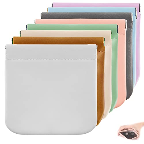 CANIPHA 8pcs Lambskin Pocket Cosmetic Bag, Waterproof Portable Small Makeup Bag No Zipper Self-closing Pouch for Women Mini Travel Storage Cosmetics Headphones Jewelry