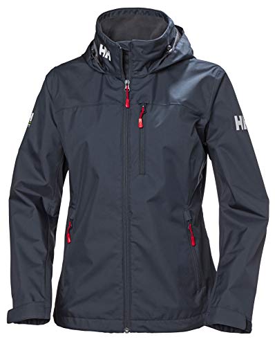 Helly Hansen Women's Standard Crew Hooded Midlayer Fleece Lined Waterproof Rain Jacket, 598 Navy, Medium