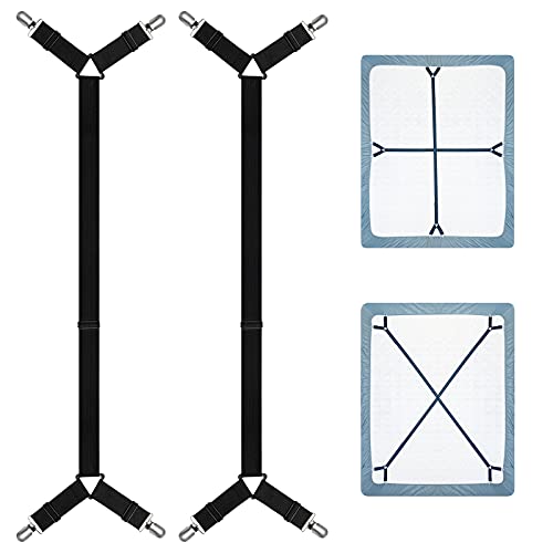 RayTour Sheet Keeper Straps Bed Sheet Holder for Corners Bedsheet Stays Suspender Clips Fitted Sheet Holder Garters Fasteners Mattress Clamps