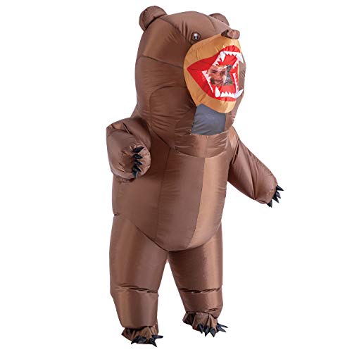 Spooktacular Creations Inflatable Costume, 8Ft Full Body Bear Air Blow-up Deluxe Brown Suit for Halloween Dress Up Themed Parties - One Size