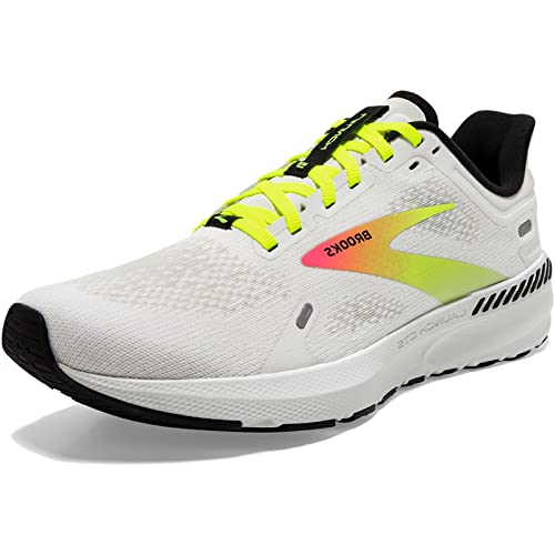 Brooks Men’s Launch GTS 9 Supportive Running Shoe - White/Pink/Nightlife - 10.5