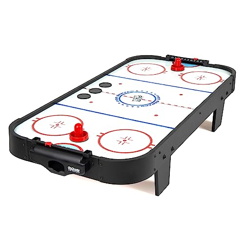 GoSports 40 Inch Table Top Air Hockey Game for Kids - AC Outlet Powered Motor - Black or Oak