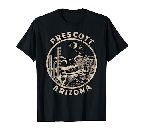 Prescott Arizona Linocut Distressed Desert Illustration T-Shirt