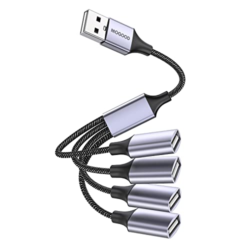 MOGOOD USB Splitter, 4 in 1 USB Cable,USB Hub USB to USB Adapter,Multi-Socket USB Splitter,USB to 4 USB Female Cable Converter Multi USB Ports USB Power Extension Cord for PC/Car/Laptop/U Disk/TV