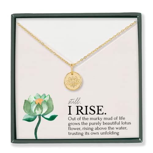 HOPE LOVE SHINE New Beginnings Lotus Necklace for Women - Gifts for Her - Divorce Gifts, Addiction Recovery, AAA, Sobriety Gifts for Women, Break Up, Recovery - Lotus Pendant, Sterling Silver