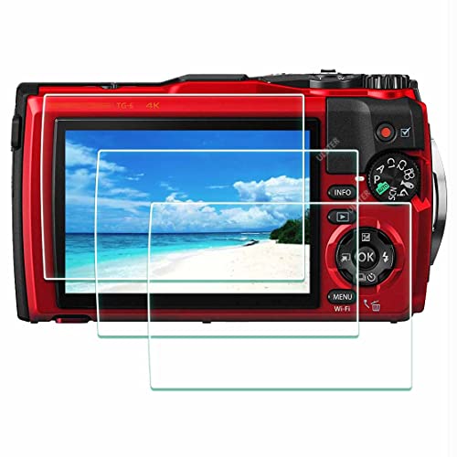 ULBTER Screen Protector for Olympus TG-7 TG-6 TG-5 TG-4 TG7 Red Black, 0.3mm 9H Hardness TG6 TG5 TG4 Tempered Glass Screen Cover, Anti-Scrach Anti-Dust [3 Pack]