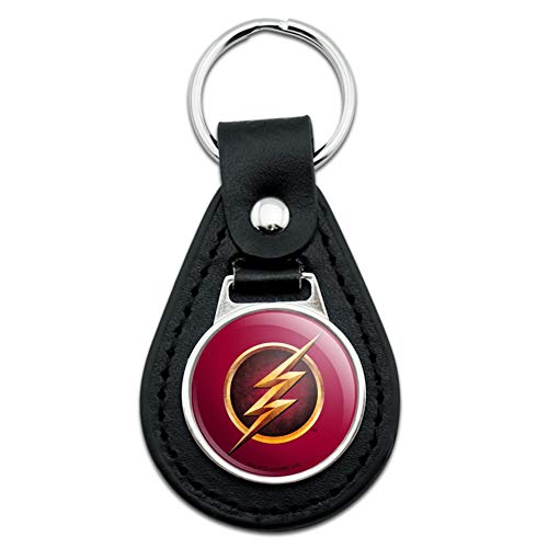 GRAPHICS & MORE Black Leather The Flash TV Series Logo Keychain