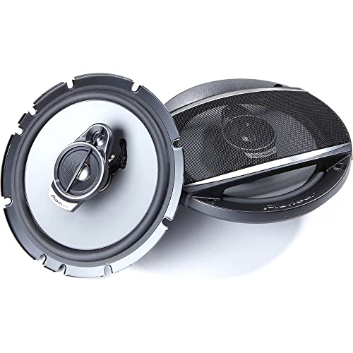 PIONEER TS-A652F A Series 6-1/2' 3-Way, 320 W Max Power, Carbon/Mica-Reinforced IMPP Cone, 11mm Tweeter and 1-5/8' Cone Midrange - Coaxial Speakers (Pair),Gray