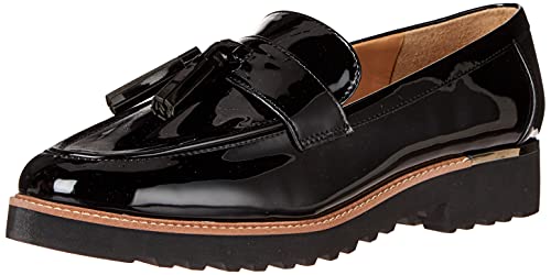 Franco Sarto Womens Carolynn Lug Sole Loafer with Tassel Detail, Black, 8.5