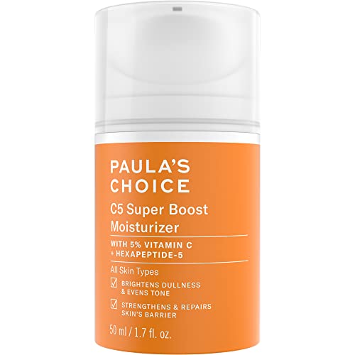 Paula's Choice C5 Super Boost Moisturizer with 5% Vitamin C & Squalane, Daily Face Lotion for Discoloration, Uneven Tone, Fine Lines & Acne-Prone Skin, Fragrance-Free & Paraben-Free 1.7 Fl Oz.