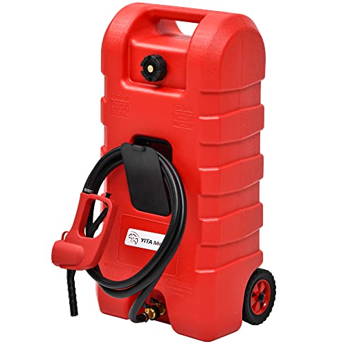 YITAMOTOR Fuel Caddy 15 Gallon,Portable Fuel Tank, Gasoline Diesel Fuel Tank with Manual Transfer Nozzle,Diesel Fuel Container,Red