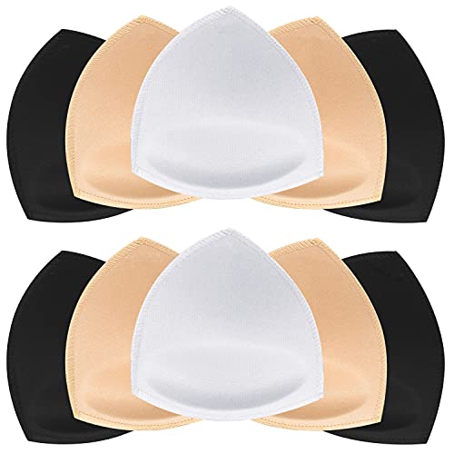 FANMAOUS 5 pairs Women's Triangle Bra Pads Inserts Removable Push Up Sports Bra Cups Replacements For Bikini Top Swimsuit (5 pairs 3 color B/C)