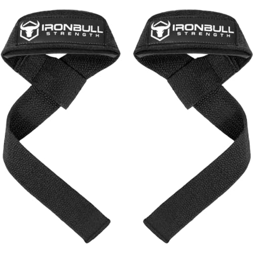 Lifting Straps (1 Pair) - Padded Wrist Support Wraps - for Powerlifting, Bodybuilding, Gym Workout, Strength Training, Deadlifts & Fitness Workout (Black)