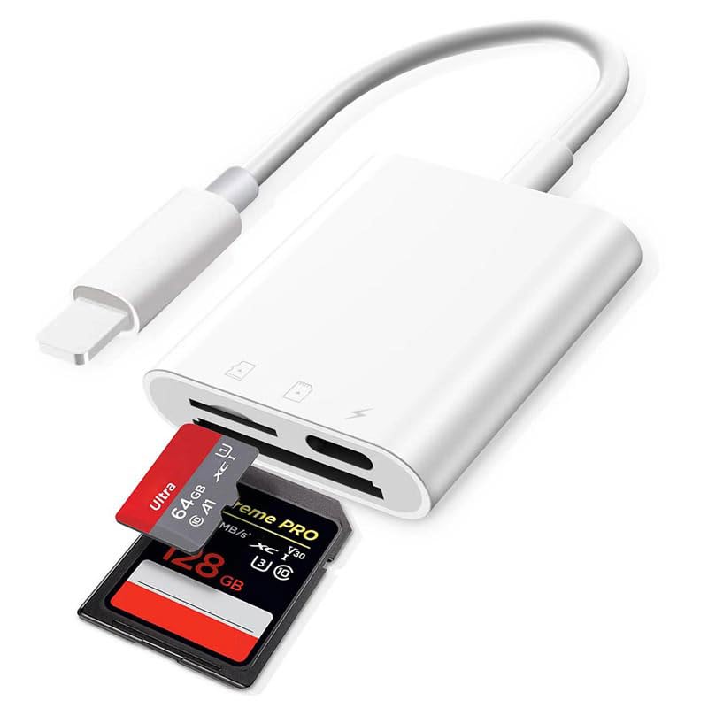 SD Card Reader for iPhone/iPad,PuavntView Micro SD Card Adapter,Memory SD Card Reader Trail Camera Viewer for iPhone iPad,Plug and Play