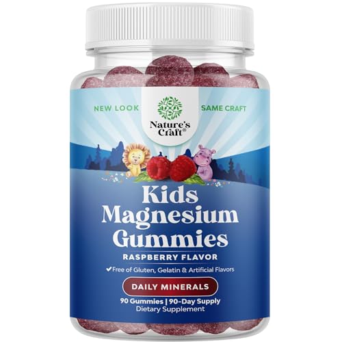 Relaxing Calm Magnesium Gummies for Kids - Great Tasting Gelatin and Gluten Free Calm Gummies for Nerve Bone and Muscle Health, Wellness with 85mg Elemental Magnesium