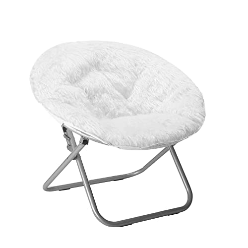 Urban Shop Mongolian Faux Fur Saucer Chair, Off White