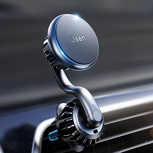 LISEN Magnetic Phone Holder for Car Mount Adjustable Phone Magnet for Car Enjoy Never Blocking Universal Air Vent Magnetic Car Cell Phone Holder Mount Fit for All 4”-13” Tablets & Smartphones