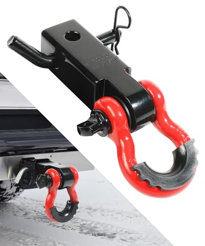 bylikeho Shackle Hitch Receiver,Tow Hitch Receiver 2',Car Accessories 45,000 Lbs Break Strength Tow Hitch Receiver with 5/8' Screw Pin,3/4 Shackle,Towing Accessories for Vehicle Recovery Off-Road