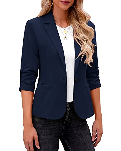 LookbookStore Womens Blazers for Work Womens Jackets Lightweight Trendy Blazers for Women Fashion Business Casual Outfits for Women Blue Blazer Size Large Fits Size 12 Size 14