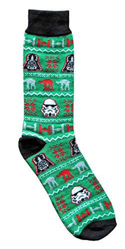 Hyp Star Wars Vader/Stormtrooper Green Ugly Sweater Pattern Men's Crew Christmas Socks