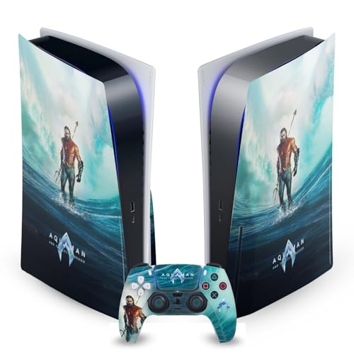 Head Case Designs Officially Licensed Aquaman and The Lost Kingdom Poster Graphics Vinyl Faceplate Gaming Skin Decal Compatible with Sony Playstation 5 PS5 Disc Edition Console & DualSense Controller