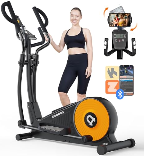 pooboo Elliptical Machine, Elliptical Machines for Home Use, Adjustable16-Level Resistance with Hyper-Quiet Magnetic Driving System, LCD Monitor & Rotatable Tablet Stand,400LBS Weight Capacity