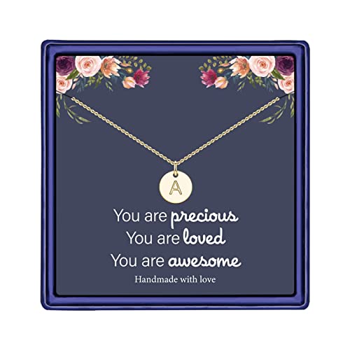 Hidepoo Christmas Gifts for Girls Teen Girls - Teen Girl Gifts Necklaces for Girls Disc Letter A Initial Necklaces for Girls Women Christmas Gifts Girls' Jewelry Initial Necklace for Women Girls Gifts